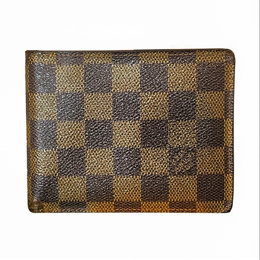LOUIS VUITTON Damier Ebene Portefeiulle Florin Bifold Brown Wallet w ID Holder